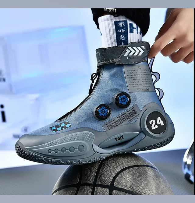 New basketball shoes male high top students wear-resistant outdoor concrete actual combat flying woven breathable combat boots