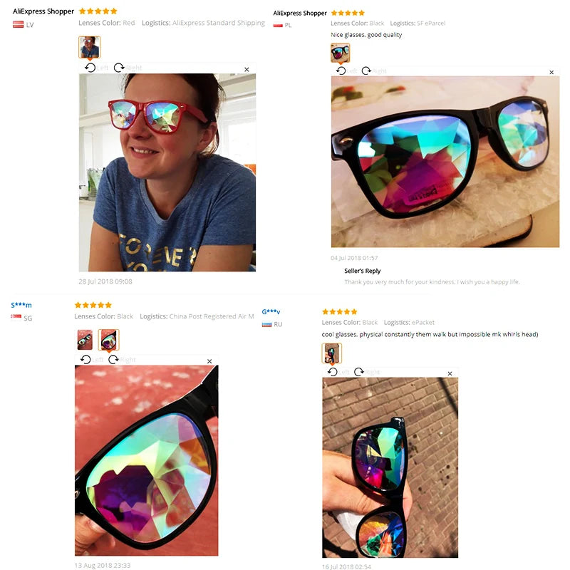Trendy Square Party Sunglasses Women Men Fashion EDM Light Diffraction Futuristic Rave Festival Sun Glasses Psychedelic Prism