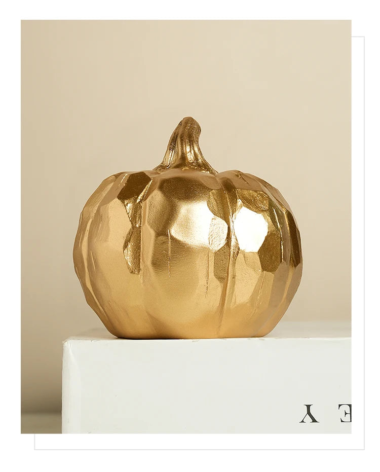 Harvest Festival Thanksgiving Halloween Gold Cutout Pumpkin Sculpture Rustic Patio Backyard Garden Ornament Pumpkin Decorative