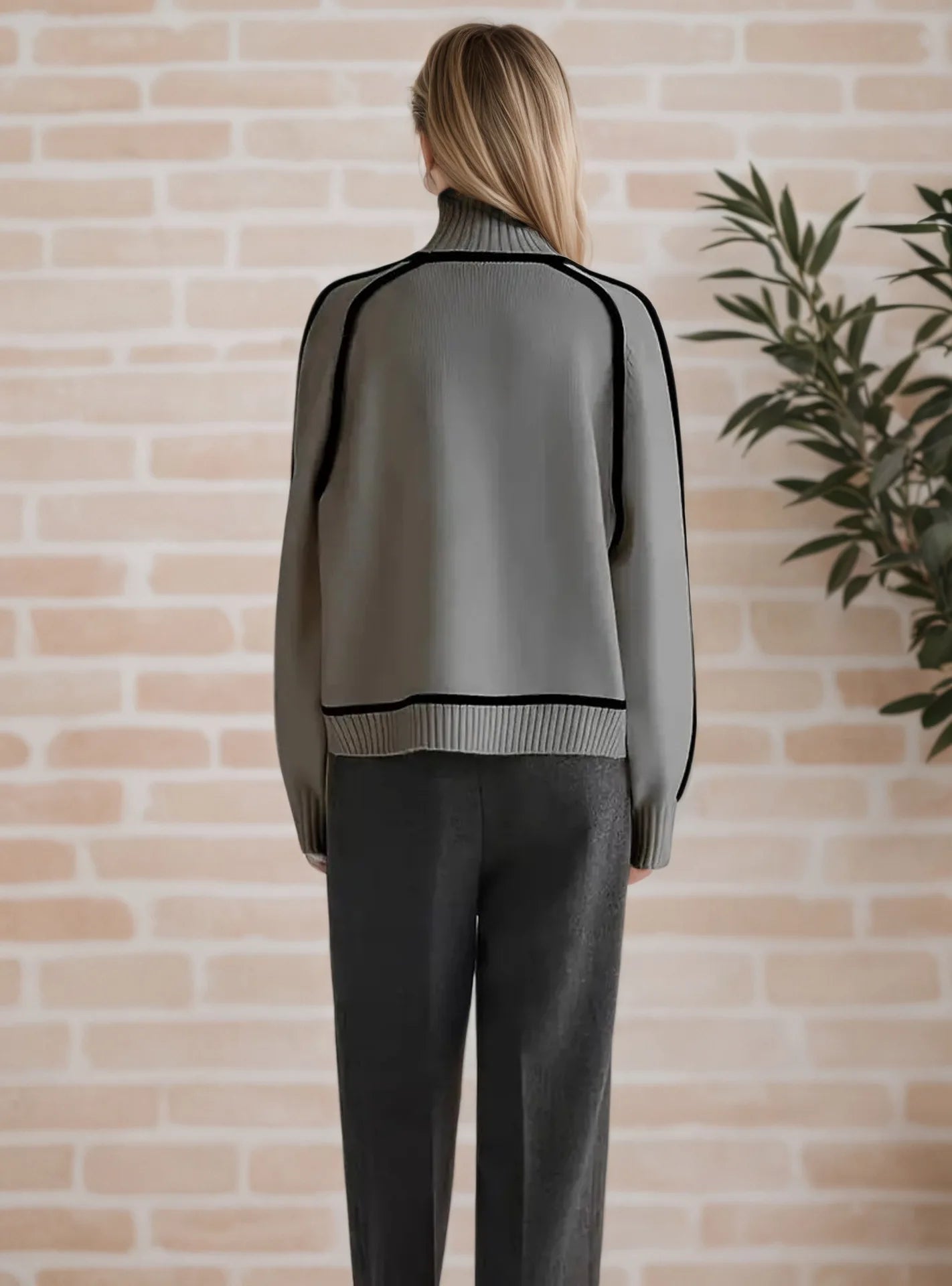 Fashion Basic Autumn Winter Color Matching Emperament Sweater High Neck Office Pullover Solid Soft Long Sleeve Clothing Tops