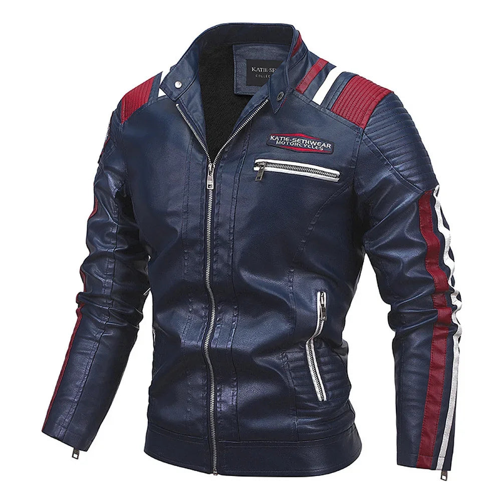 Men's Punk Style Jacket PU Leather Jacket Men Fashion Clothing Autumn Coat Men Motorcycle Jacket Artificial Leather High Quality
