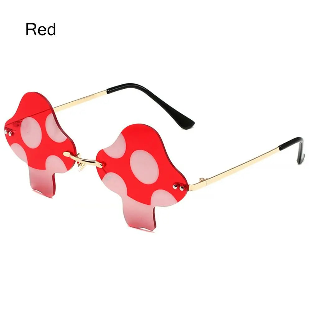 Cartoon Mushroom Shape Sunglasses Women Irregular Rimless Sun Glasses Trendy Funny Sunglasses Outdoor Party Favor Decorations