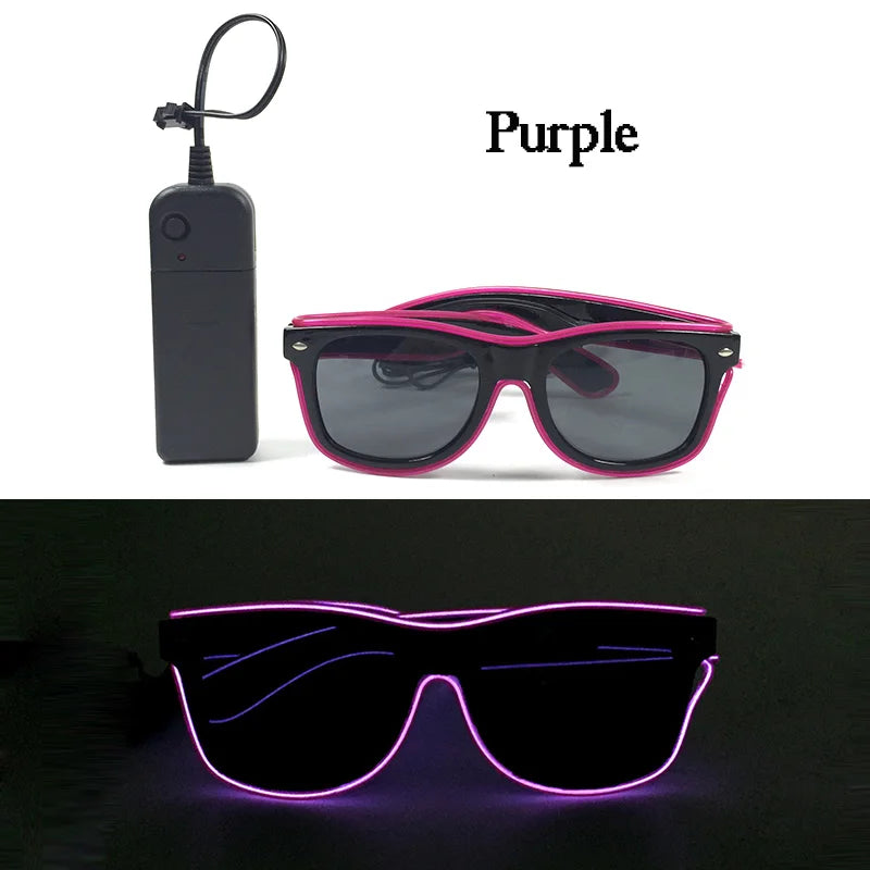 Fashion Luminous Decorative Glasses Neon Light Decoration LED Sunglasses For Nightclub DJ Dance Music Rave Costume Night