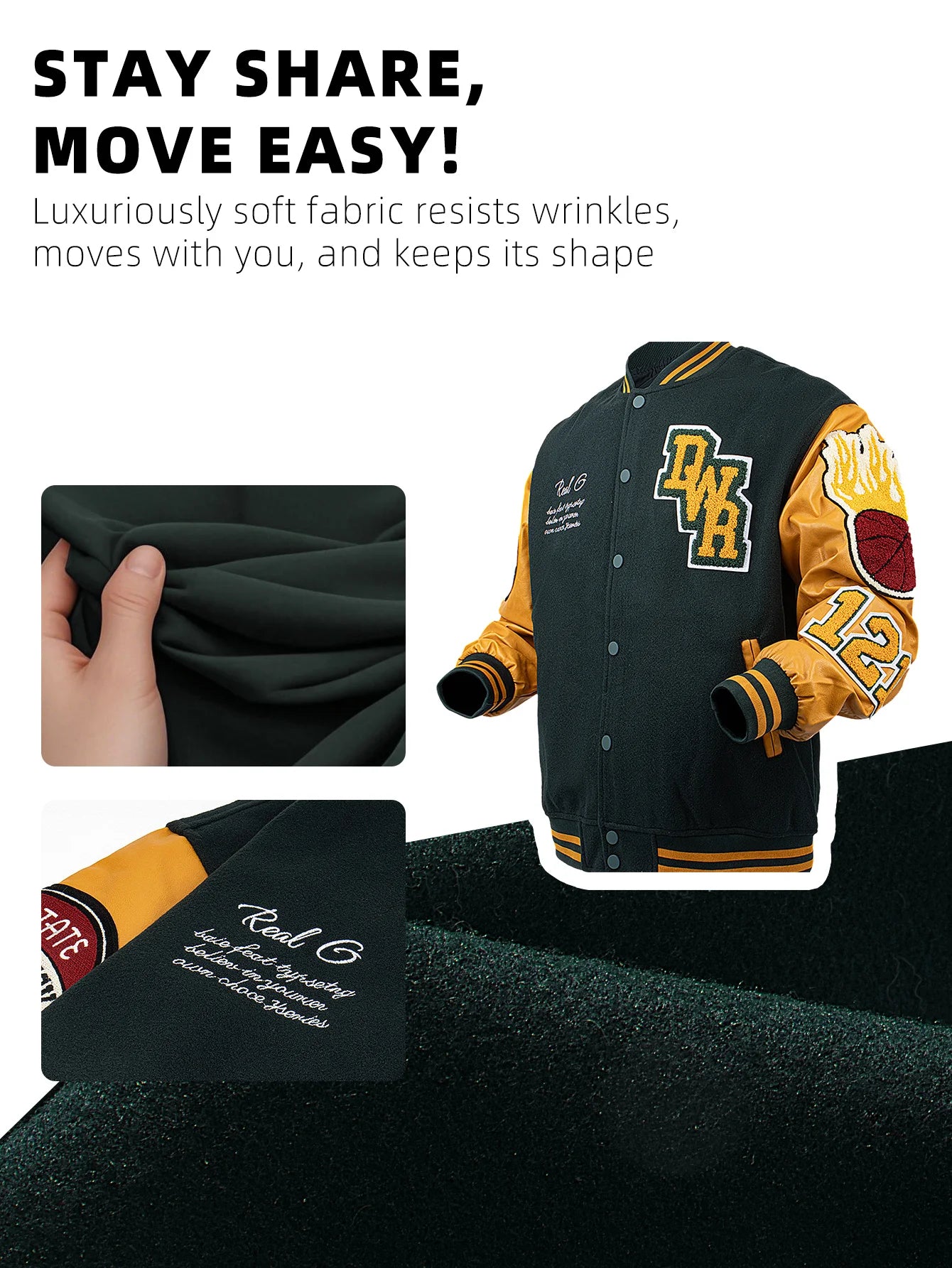 Mens Casual Jacket Bomber Embroidered Varsity Jacket Windbreaker BomberStyle Flaming Basketball Color Block Outwear