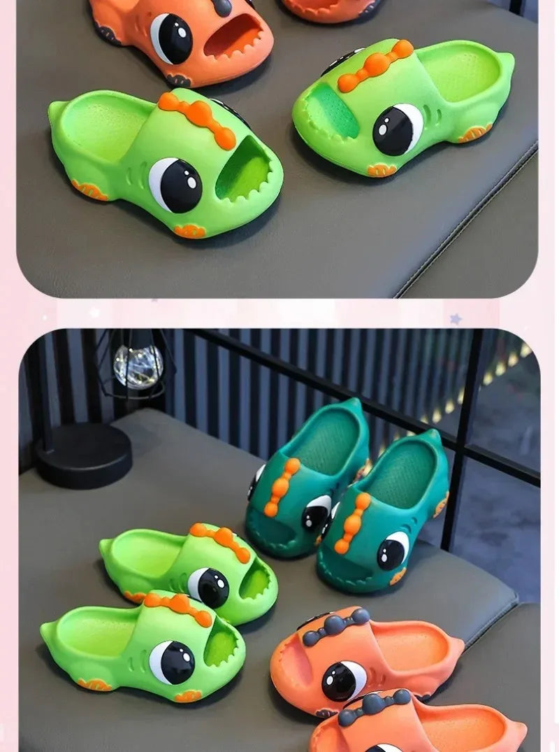 Summer Aged 2-12 Children Slippers Cute Cartoon Dinosaur Beach Sandal For Kids Boys Girls Flip Flops Non-Slip Indoor Home Shoes