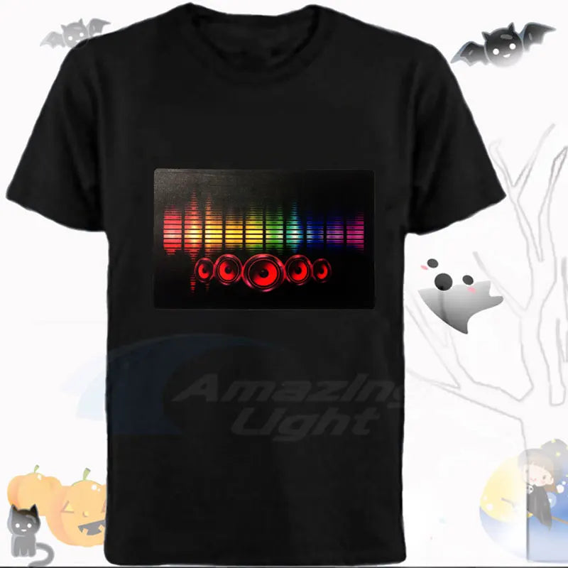 Popular Sound Active Equalizer El T-shirt Equalizer Light Up Down Led Tshirt Flashing Music Activated Led T Shirts Men Women Tee