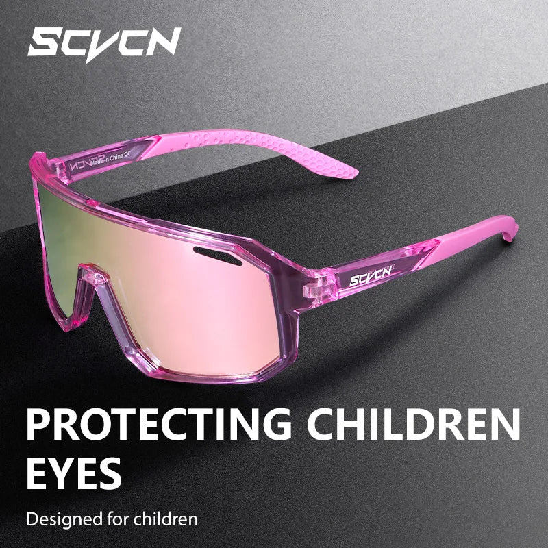 SCVCN Children Cycling Glasses Kids Outdoor Sports Sunglasses UV400 MTB Bike Eyewear Girls Boys Camping Fishing Golf Accessories