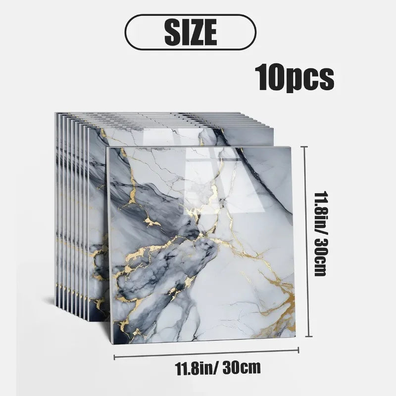 10-40PCS Imitation Marble 3D Ceramic Tile Wall Renovation Decoration Sticker Waterproof Self-adhesive Home Floor Sticker
