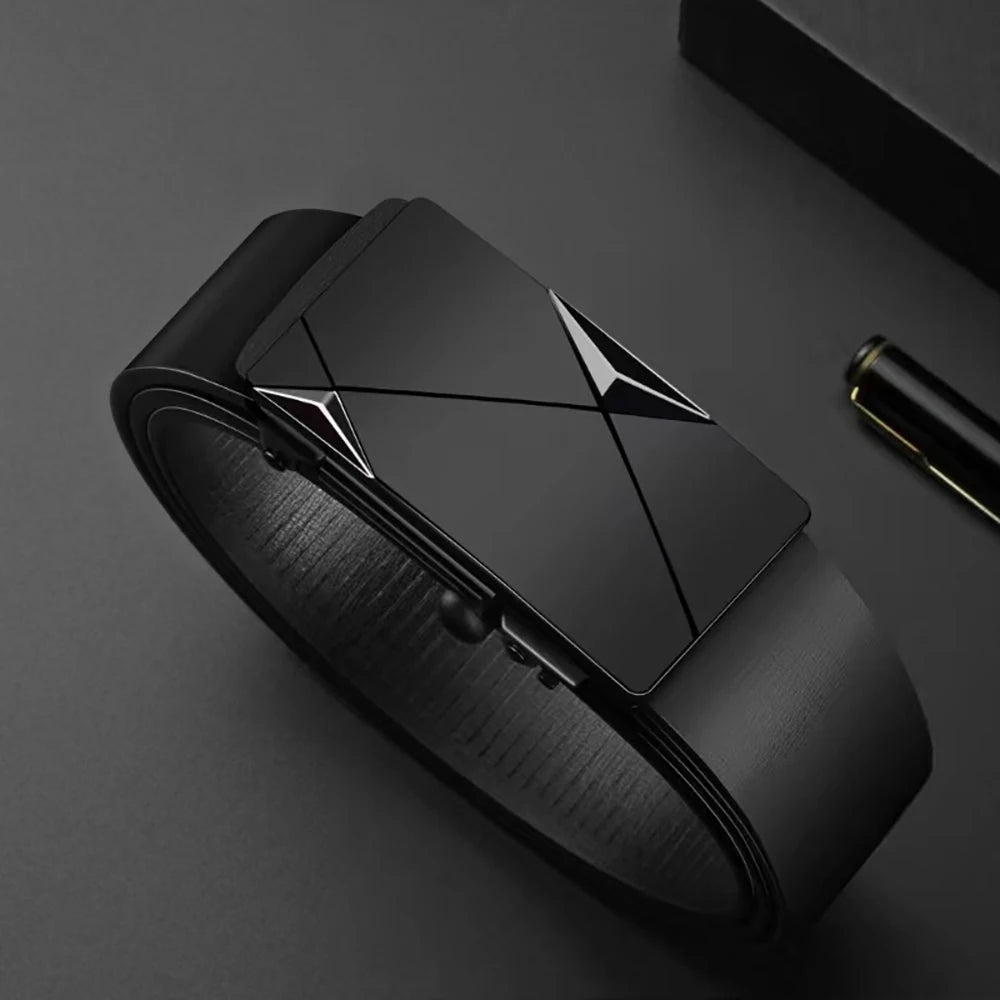 New Men's Automatic Buckle PU Belt Fashion Matching Men's Business Casual Belt Trendy Waist Accessories Wholesale