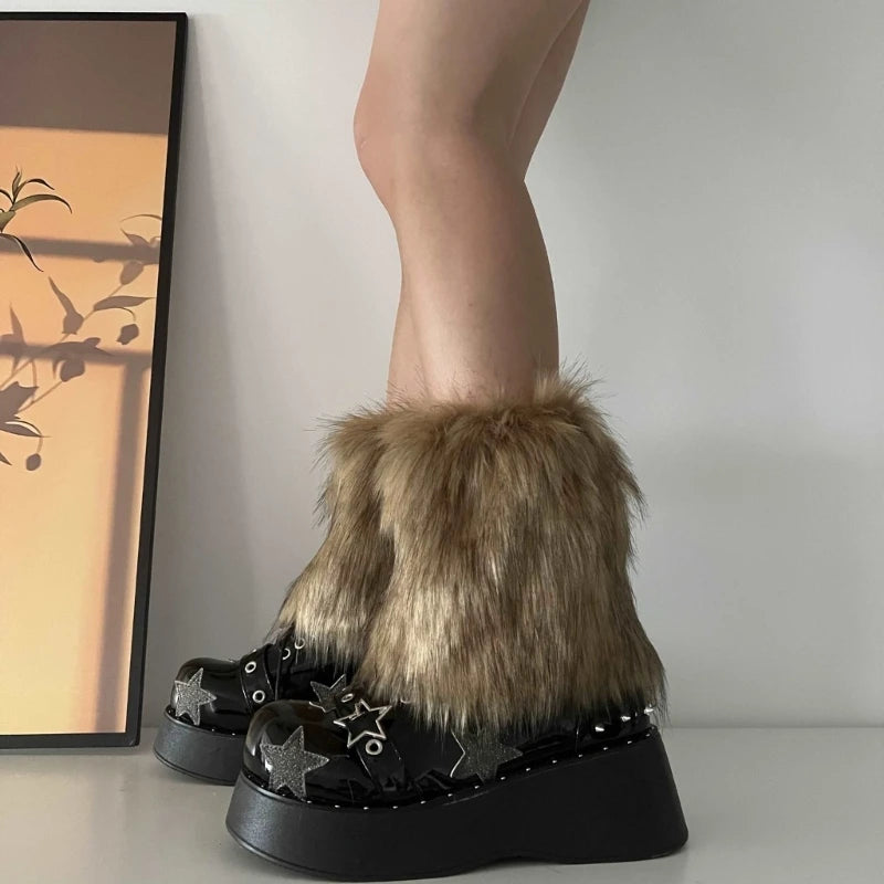Women's Faux Furs Leg Warmers Sexy Furry Fuzzy Leg Warmers Soft Boot Cuffs Cover
