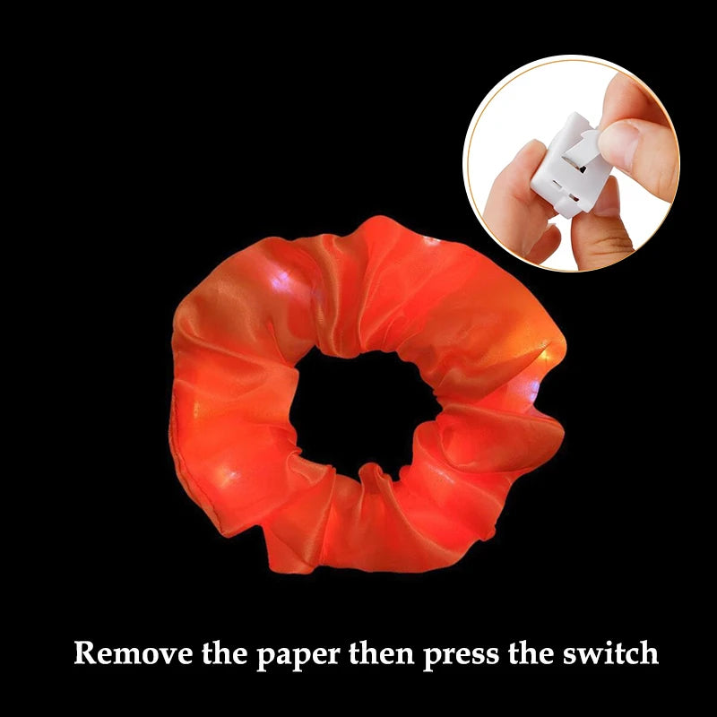 1/10 Pcs LED Luminous Scrunchies Glowing Hairband Girl Light Up Hair Scrunchy Birthday Party Headwear Supplies Hair Accessories