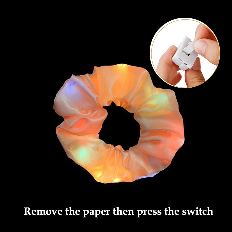 1/10 Pcs LED Luminous Scrunchies Glowing Hairband Girl Light Up Hair Scrunchy Birthday Party Headwear Supplies Hair Accessories