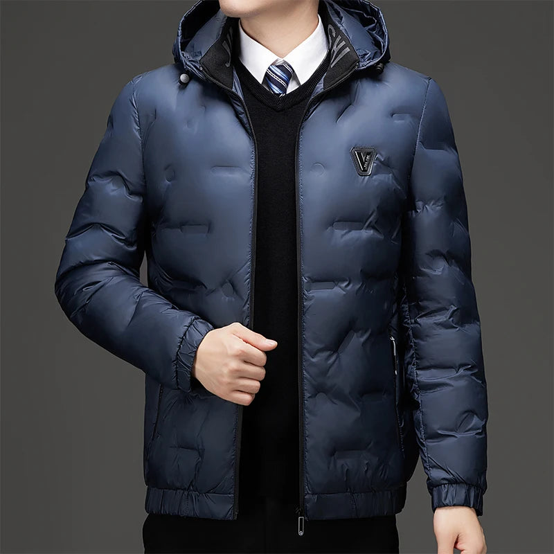 Autumn Fashion Hooded Slim Fit Casual Casual Parkas Men Fashion Men Winter New Warm Thick Windproof Parkas Jackets Coat Men