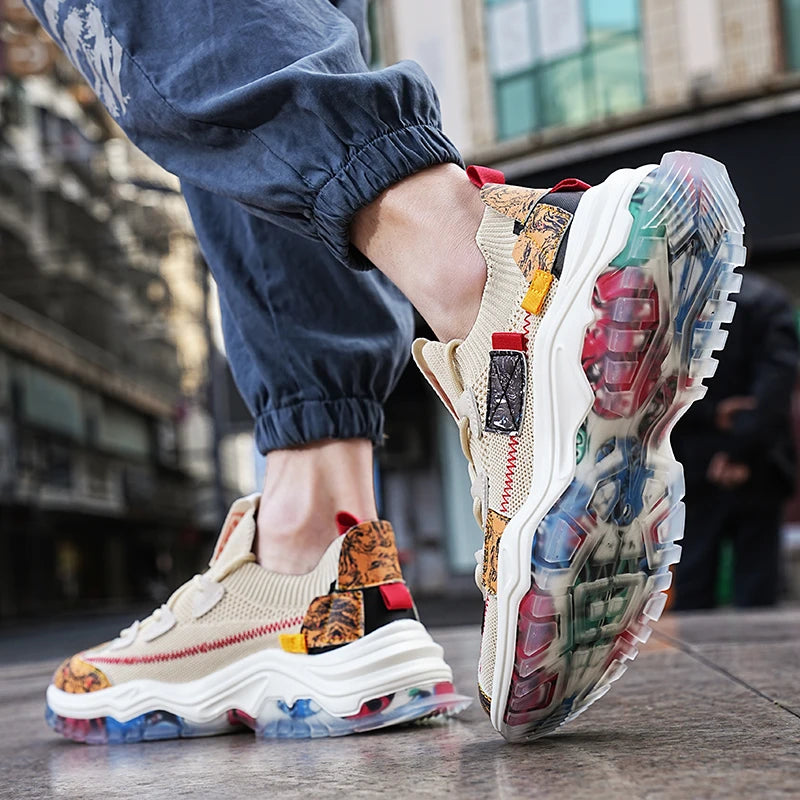 Men's Casual Sneakers Breathable Luxury Trainer Race Shoes Fashion Loafers Running Shoes for Male Comfortable Tenis