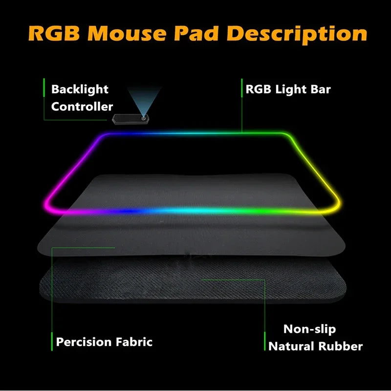 Black Mouse Pad Asus Rgb Gaming Mause Mat Anime Mats Gamer Rug Pc Xxl Cute Pads Large Game Keyboard Carpet Backlight Mousepad
