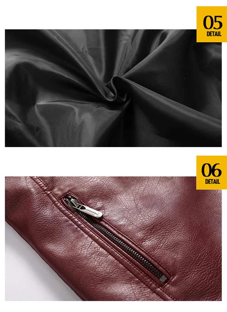 Motorcycle Jacket Leather Men's Brand Moto Leather Jacket Coat Men Handsome Washed Embroidery Biker PU Jacket Male Jaqueta Men