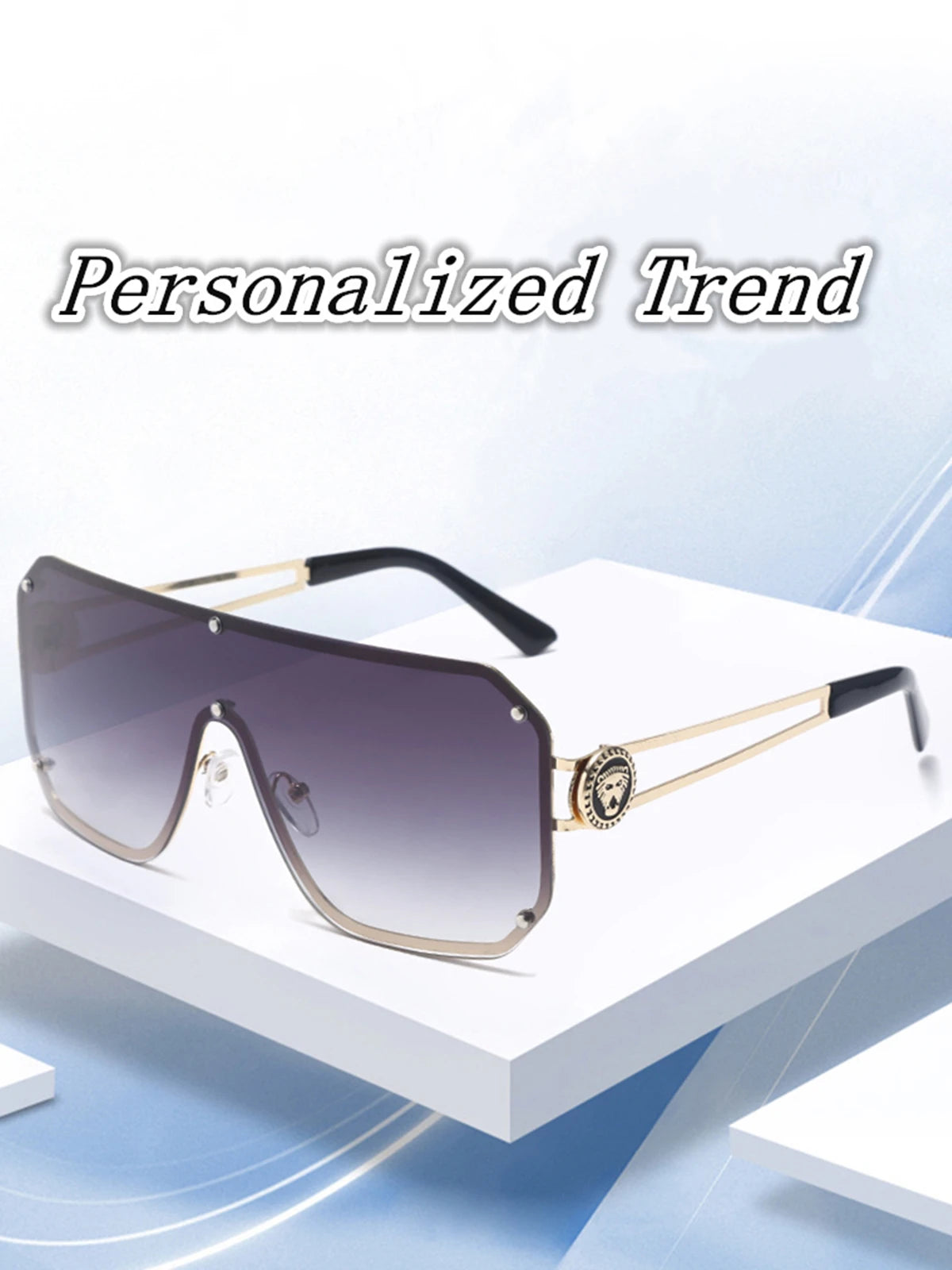 Oversized One Piece Frameless Fashion Sunglasses Women Men Casual Square Sun Glasses Suitable for travel and parties