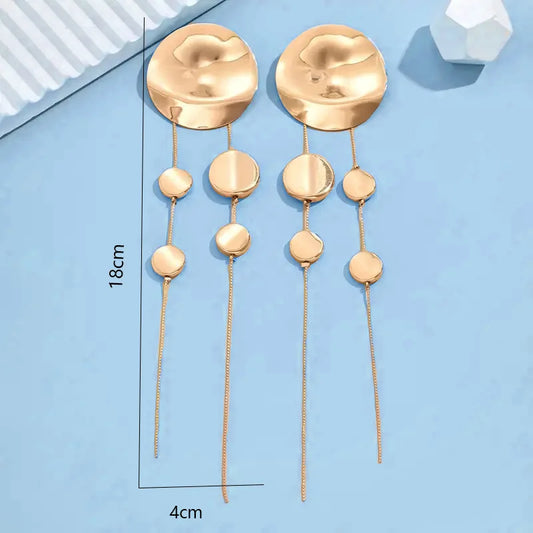 Post Stud Long Big Round Fringe Earring Women Girls Gifts Fashion Jewelry Accessories Hot Sale Party Gift 2025 New Style