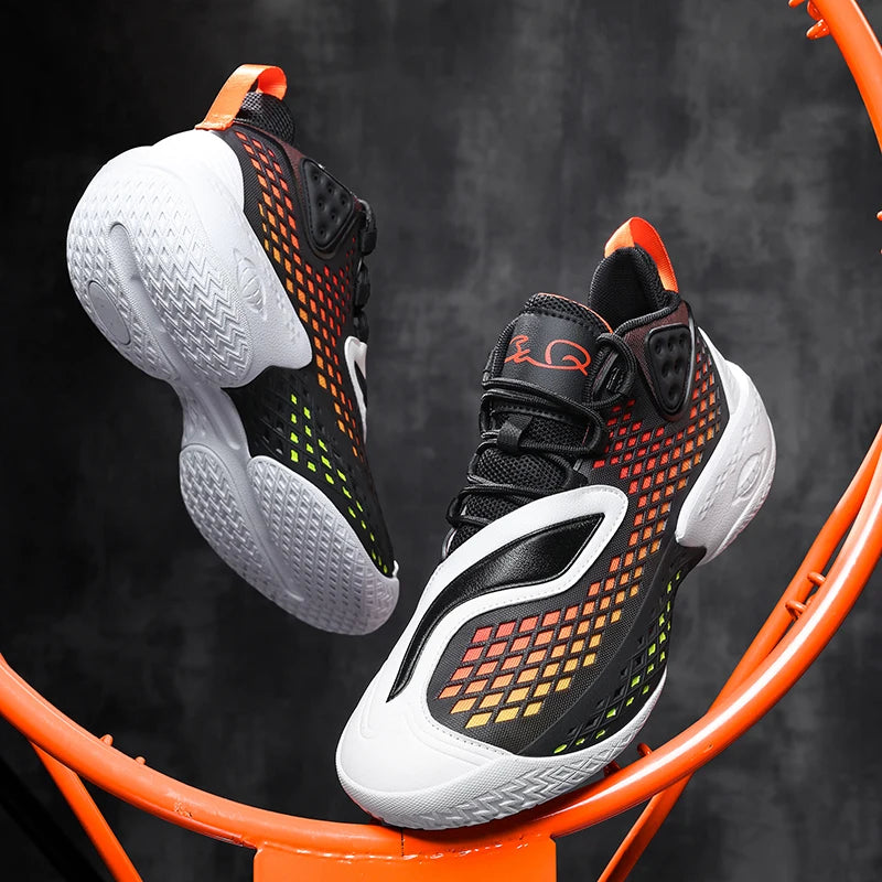 High-quality Men's Basketball Shoes Women Reflective Basketball Sneakers Men Outdoor Rubber Anti Slip Sports Training Shoes Male