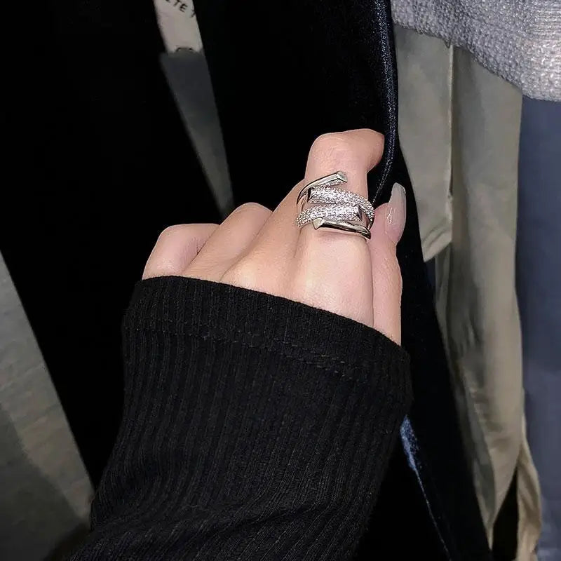 UILZ 2025 NEW French Elegant Multi-layered Rings For Women Luxury Exquisite Zircon 18K Gold-plated Ring Not Fading Jewelry Gift