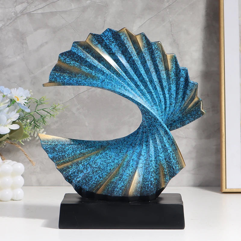 Golden Wave Resin Craft Sculpture - Abstract Art Home Decor Figurine, Bedroom, Living Room, and Study Desktop Decorations