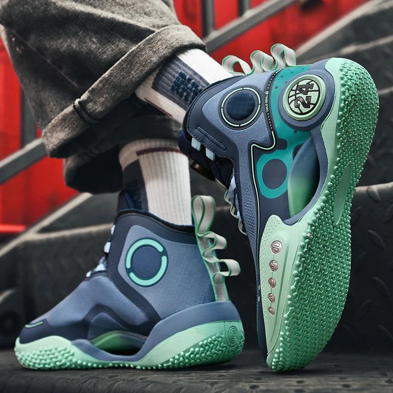 High-top Men Basketball Shoes Kids Rotating Button Basket Boots Brand Design Sneakers Men Outdoor Basketball Training Shoes Male