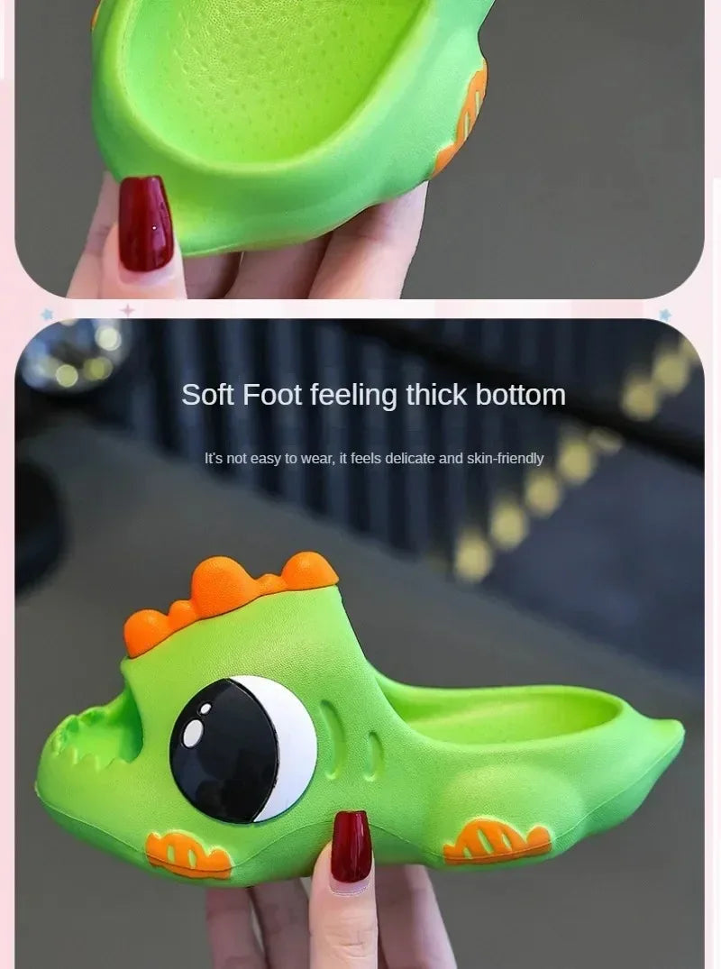 Summer Aged 2-12 Children Slippers Cute Cartoon Dinosaur Beach Sandal For Kids Boys Girls Flip Flops Non-Slip Indoor Home Shoes