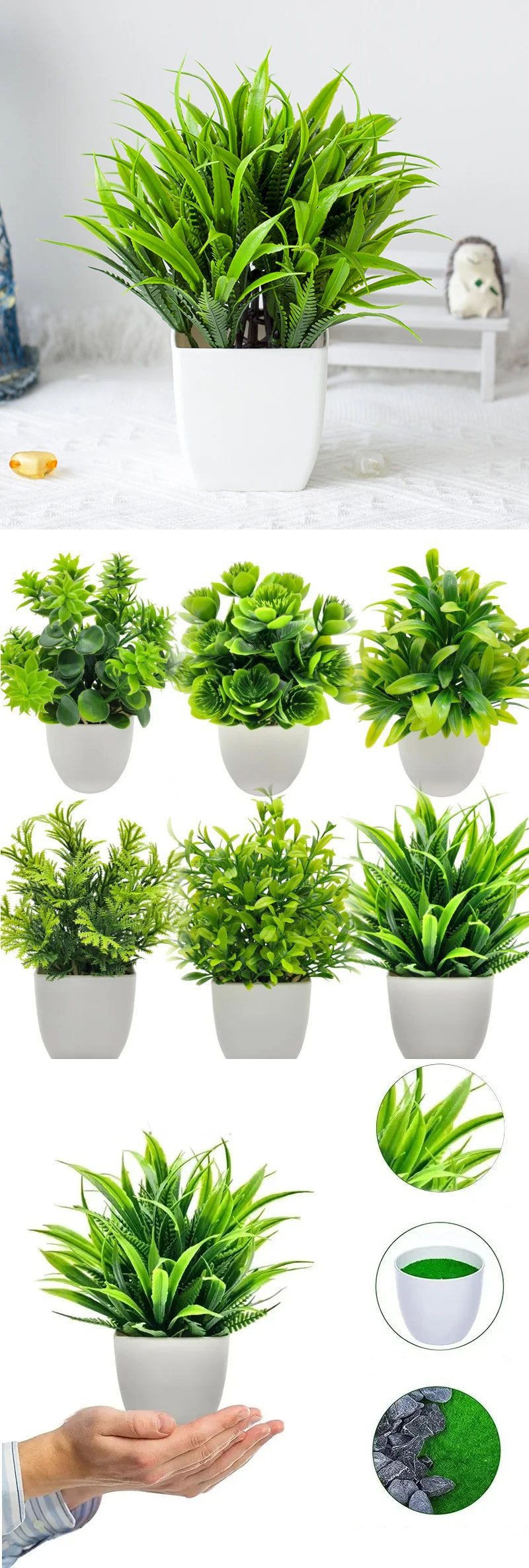 Artificial Plants with Plastics Pots Perfect Greenery for Home DecorationsOffice Desk Living Room and Bedroom Decoration