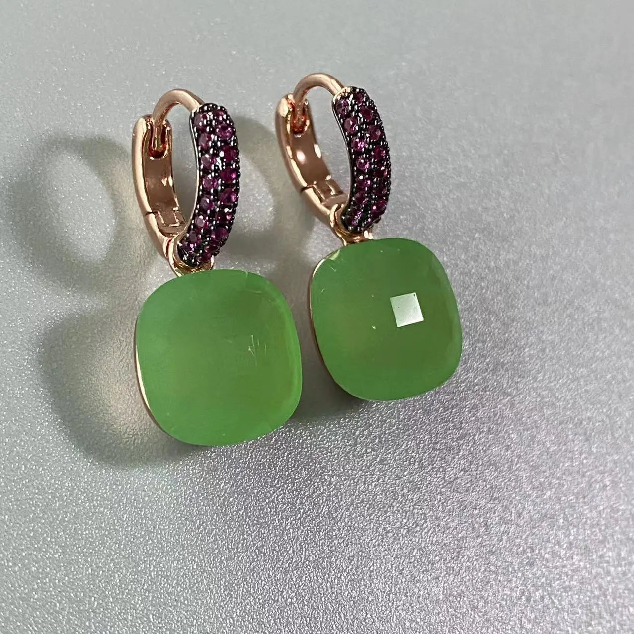 12.6mm Flat Nudo Earrings Inlay Black Zircon Candy Color Crystal Earrings For Women Drop Earrings Fashion Jewelry Gift