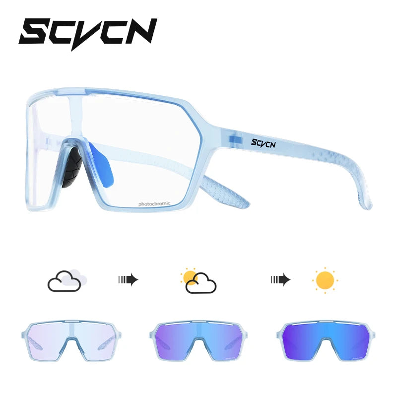 SCVCN New Photochromic Sunglasses MTB Cycling Glasses Outdoor Sports Running Drving Goggles UV400 Protection Bike Eyewear