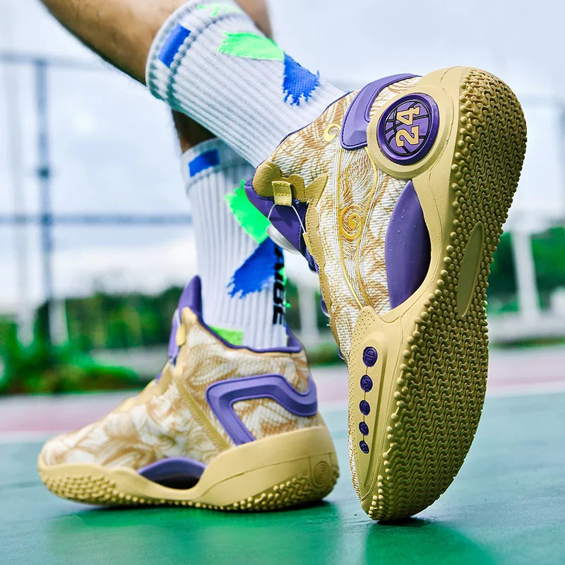 Men's Basketball Shoes Breathable Cushioning Non-Slip Wearable Sports Shoes Gym Training Athletic Basketball Sneakers for Women