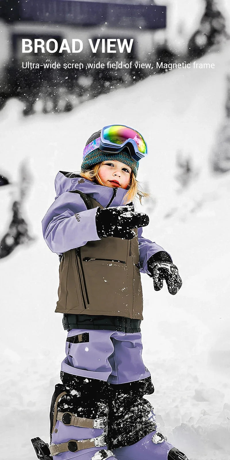 KAPVOE Kids Ski Goggles Double UV400 Kids Skiing Mask Glasses 4-15 years old Professional Anti-fog Child Snowboard Goggles