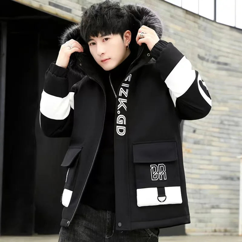 Winter cotton jacket men's thick warm men's cotton jacket loose winter jacket youth down cotton jacket fashionable cotton jacket