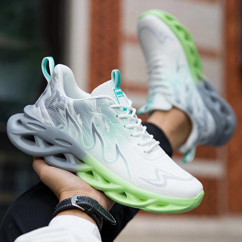 Men Running Shoes Mesh Breathable Flat Cushioning Soft Comfortable Sneakers Outdoor Gym Trendy Casual Jogging Shoes for Men