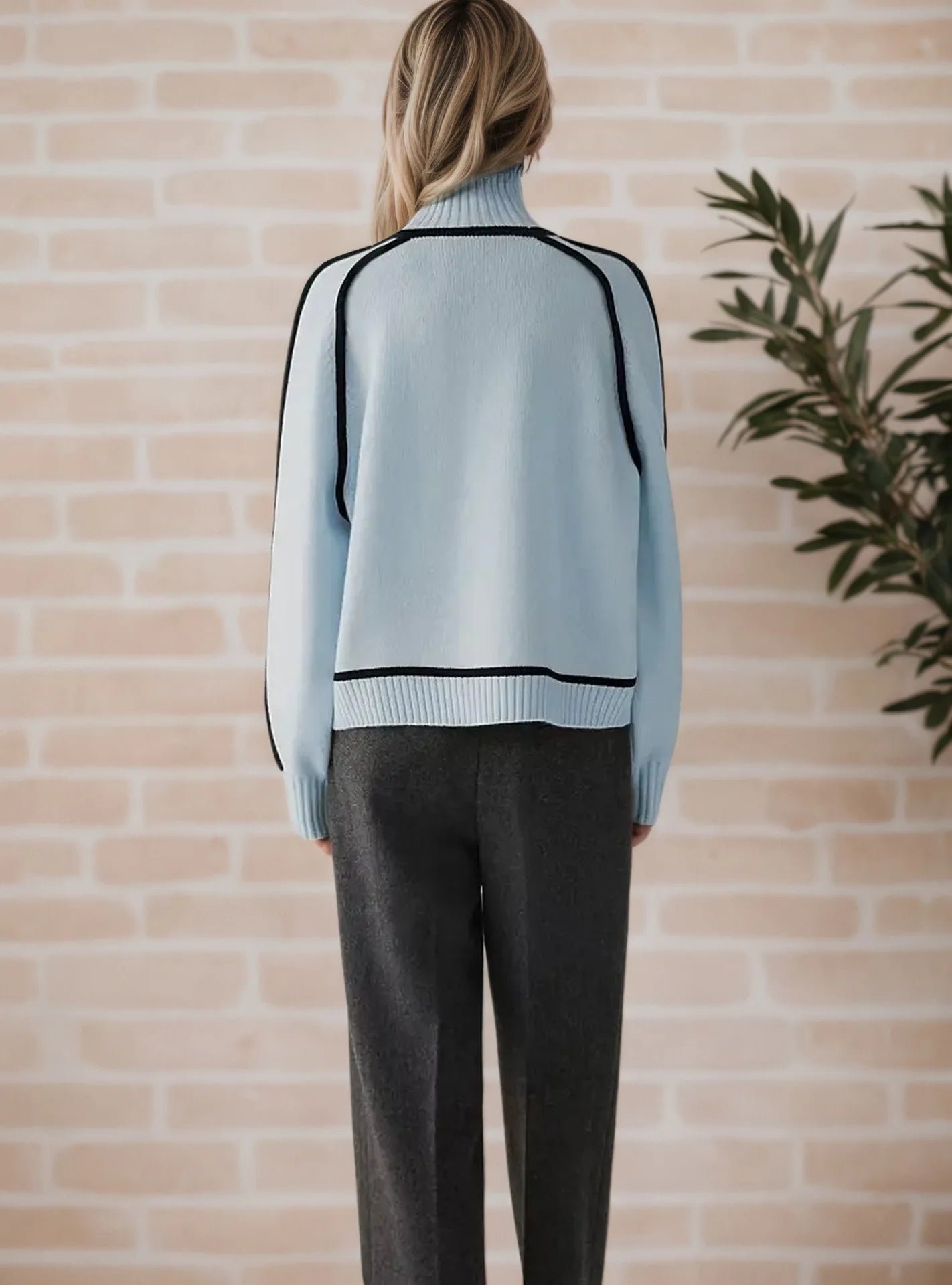 Fashion Basic Autumn Winter Color Matching Emperament Sweater High Neck Office Pullover Solid Soft Long Sleeve Clothing Tops