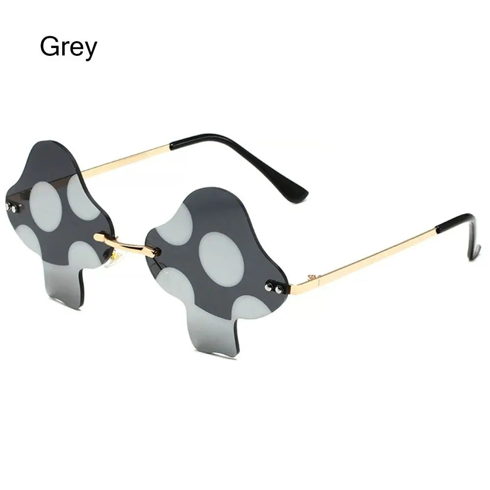 Cartoon Mushroom Shape Sunglasses Women Irregular Rimless Sun Glasses Trendy Funny Sunglasses Outdoor Party Favor Decorations