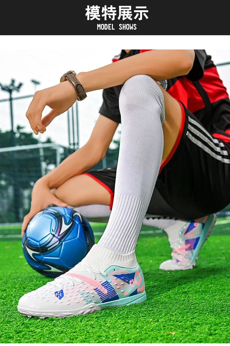 New Men Soccer Shoes High-quality Outdoor High Ankle Ultralight Indoor Football Boots Non-Slip Sports Shoes Futsal Non-Slip