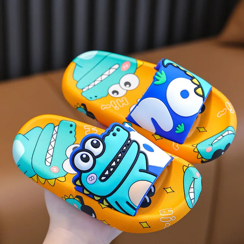 Cartoon Dinosaur Children Slippers Boy Girls Casual Shoes Flat Beach Water Shoes Indoor Soft Kids Cute Flip Flops for Boy Girl