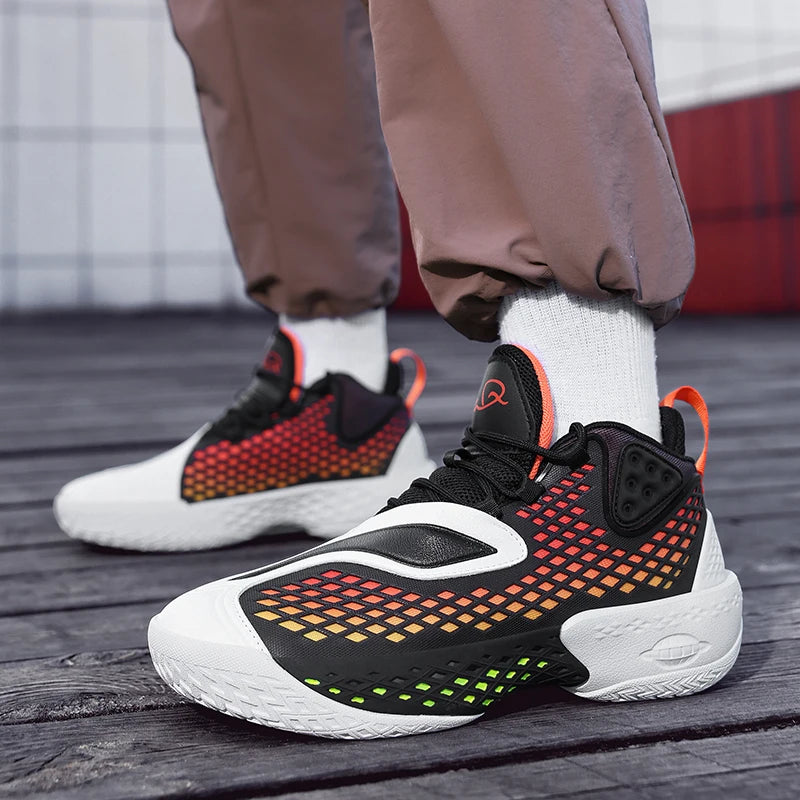 High-quality Men's Basketball Shoes Women Reflective Basketball Sneakers Men Outdoor Rubber Anti Slip Sports Training Shoes Male