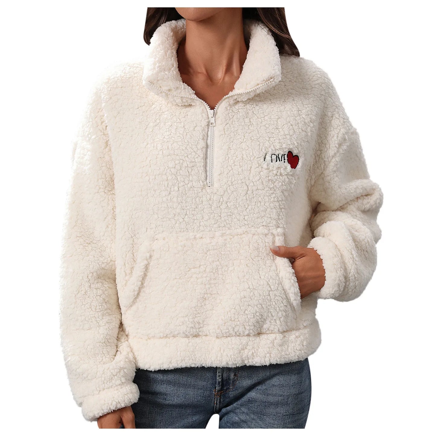 Sweatshirts For Women Autumn Winter Long Sleeve Zipper Fleece Sweatshirt Pullover Jacket Coat Moletons Femininos