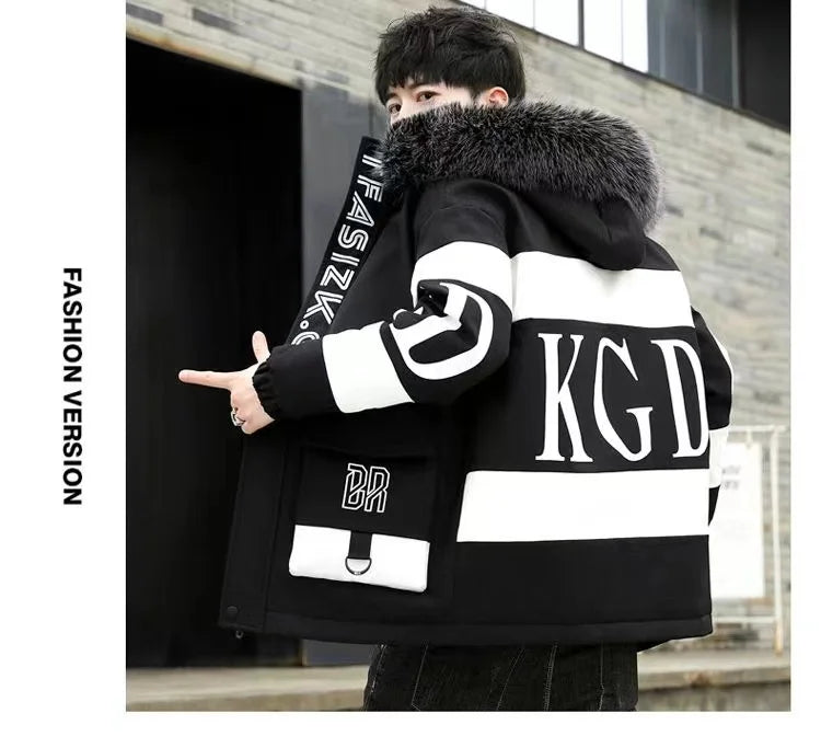 Winter cotton jacket men's thick warm men's cotton jacket loose winter jacket youth down cotton jacket fashionable cotton jacket