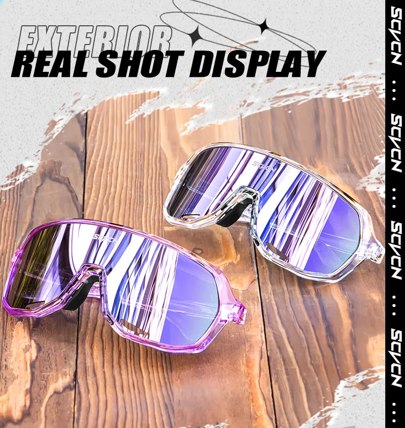 SCVCN New Outdoor Cycling Glasses Bike Sunglasses Men UV400 Eyewear Sports MTB Goggles Bicycle Women Riding Hiking Sunglasses