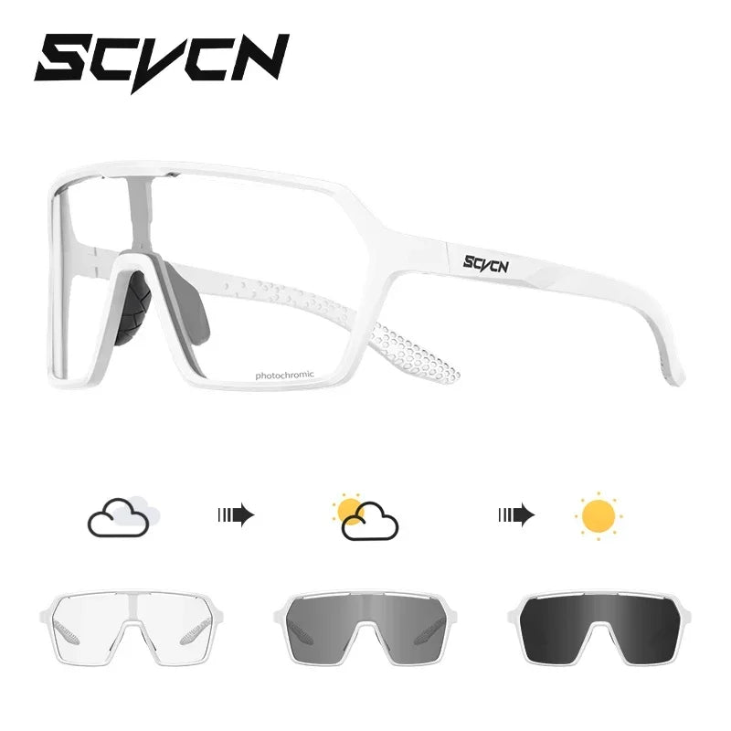Scvcn Color Photochromic Sunglasses Cycling Glasses Sports for Men Mountain Bike Road Bicycle Fashion Eyewear Goggles UV400 MTB