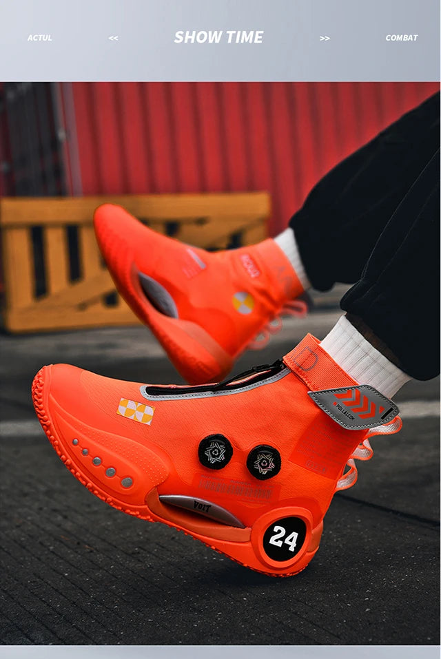 New basketball shoes male high top students wear-resistant outdoor concrete actual combat flying woven breathable combat boots