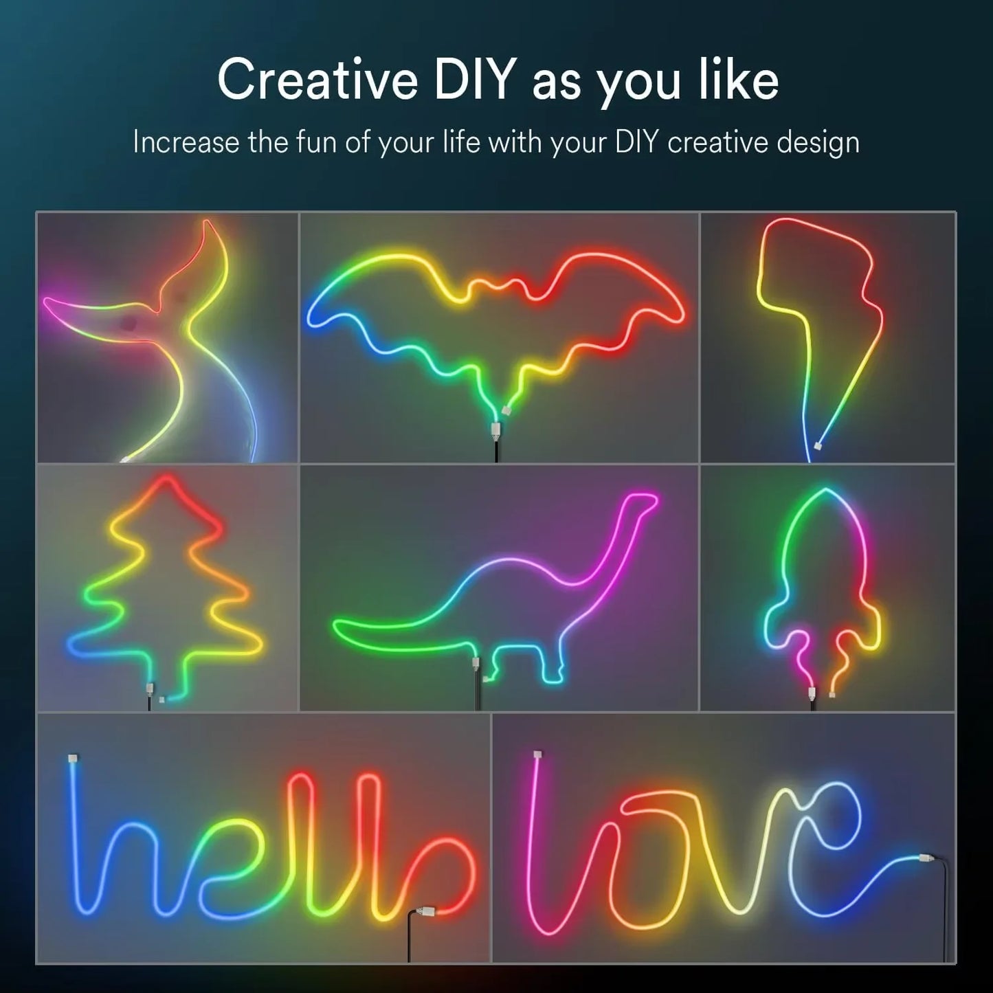 5V USB RGBIC Neon LED Strip,1/2/3/4/5M IP65 RGBIC Neon lamp tape with Bluetooth App and Remote For DIY Neon Deocoration Lighting