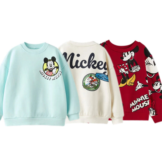 New Fashion Clothes Long-sleeved Tops Cartoon Sweatshirts Printed Round Neck Tops 2025 Spring Autumn Wear Baby Cute Hoodies