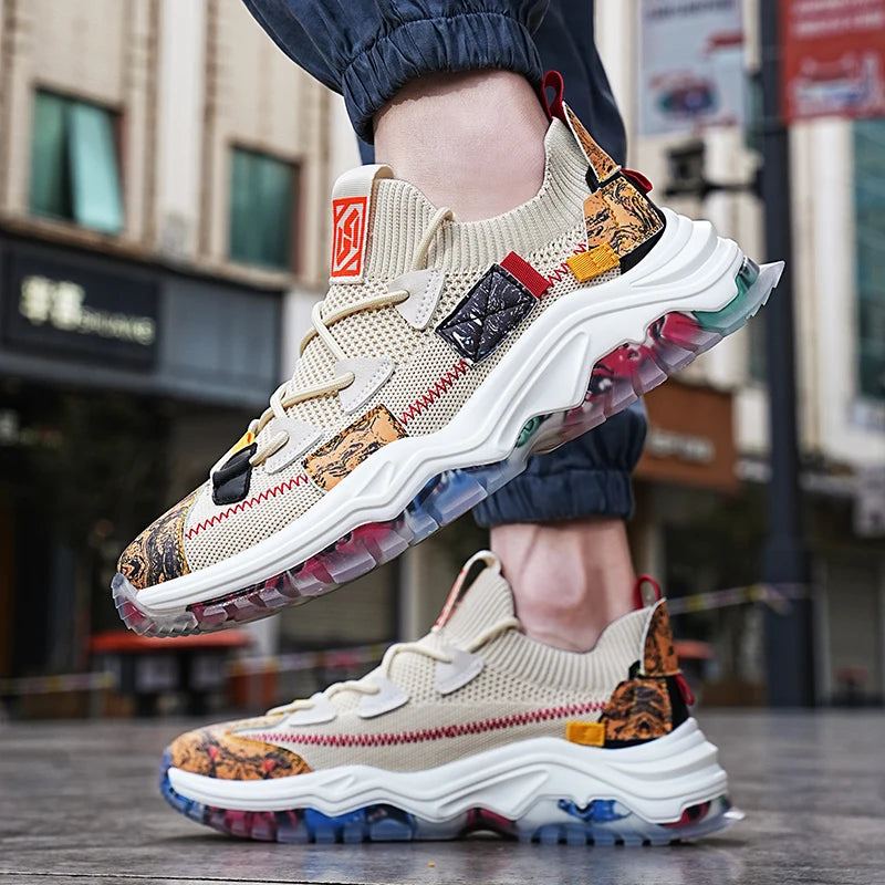 Men's Casual Sneakers Breathable Luxury Trainer Race Shoes Fashion Loafers Running Shoes for Male Comfortable Tenis