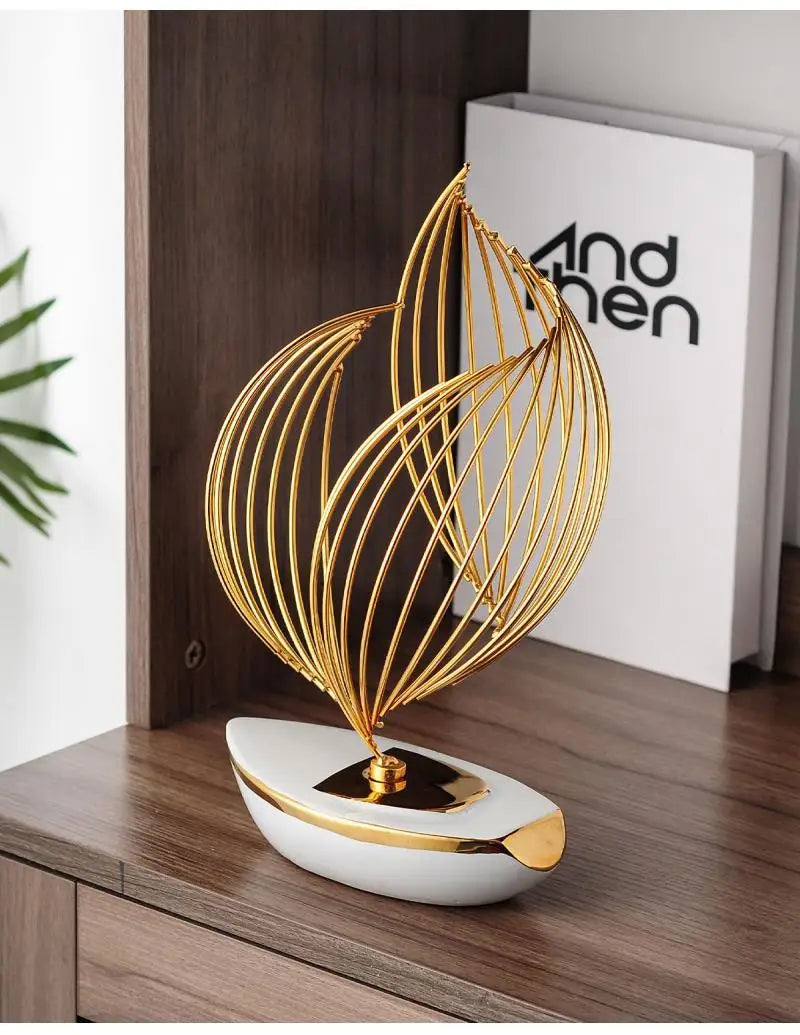 Abstract Ceramic Metal Sculpture Modern Home Decoration Living Room Desktop Office Decoration Accessories Crafts Gift W5315