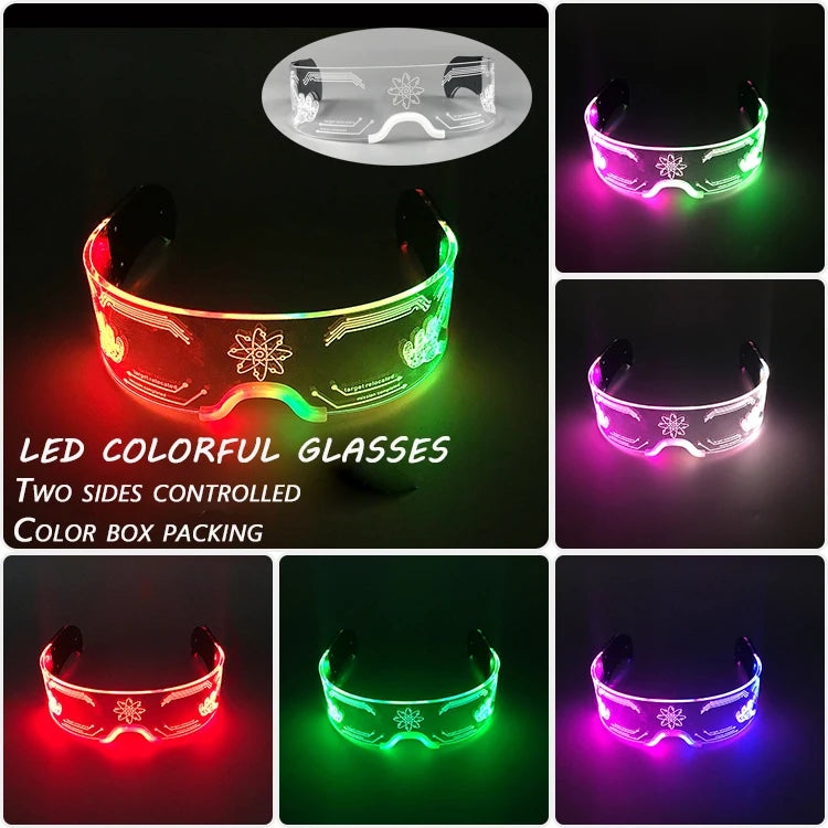 Fashion Luminous Decorative Glasses Neon Light Decoration LED Sunglasses For Nightclub DJ Dance Music Rave Costume Night