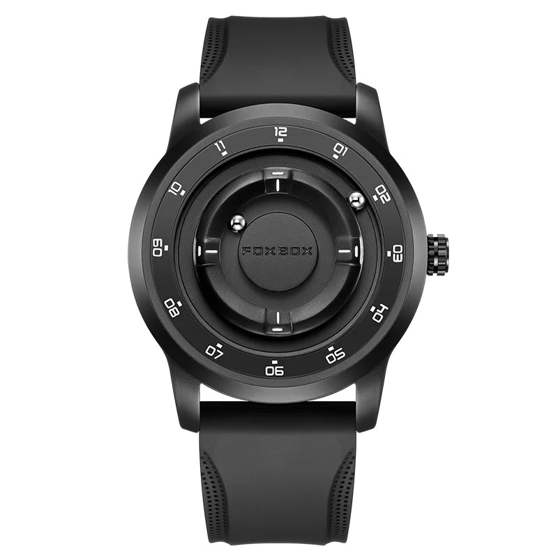 FOXBOX Unique Dial Quartz Man Watch Fashion Casual Sport Silicone Srolling Beads Clock Magnetic Force Waterproof Watches for Men